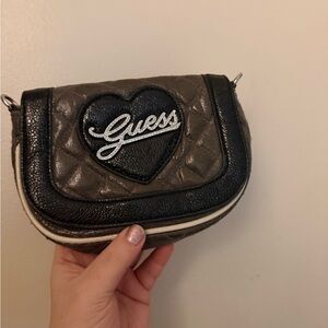 Guess Black and Brown Quilted Mini Belt Bag